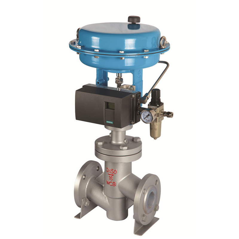 Fluorine lined pneumatic control valve